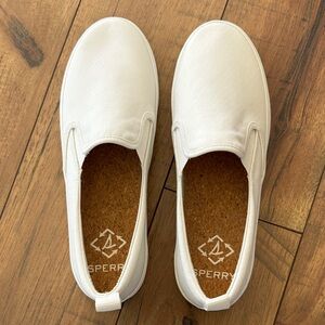 Sperry White Canvas Slip-Ons